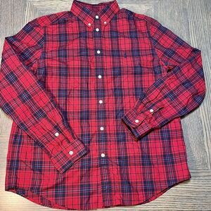 Ralph Lauren Red Blue Plaid Long Sleeve Shirt Small Navy Pony Button Up XL 18 20